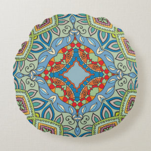 Coussins Ronds Motif sans couture dessinée à la main. Coloré a