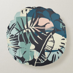 Coussins Ronds Motif sans couture exotique avec plantes tropicaux