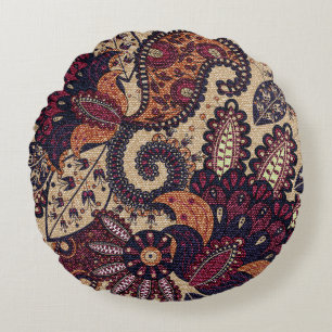 Coussins Ronds Motif sans couture florale Paisley avec fût décora