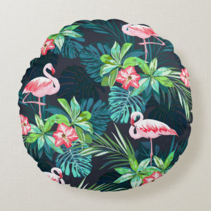 Coussins Ronds Motif sans couture tropicale estivale avec bir fla