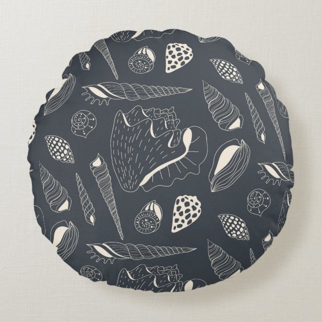 Coussins Ronds Motif sans joint avec coquillages (Devant)