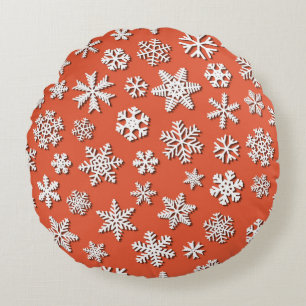 Coussins Ronds Motif sans soudure de Noël de flocons de neige ave
