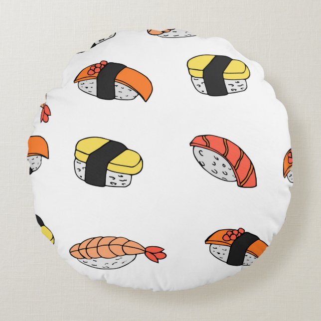 Coussins Ronds motif sans soudure du Sushi (Devant)
