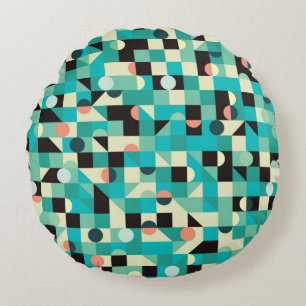 Coussins Ronds Motif sans soudure vintage avec triangles et cercl