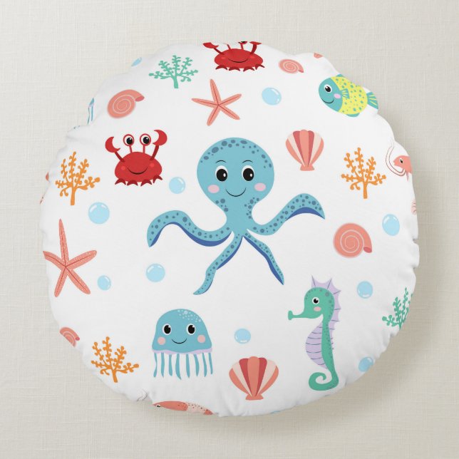 Coussins Ronds Motif Sea World (Devant)