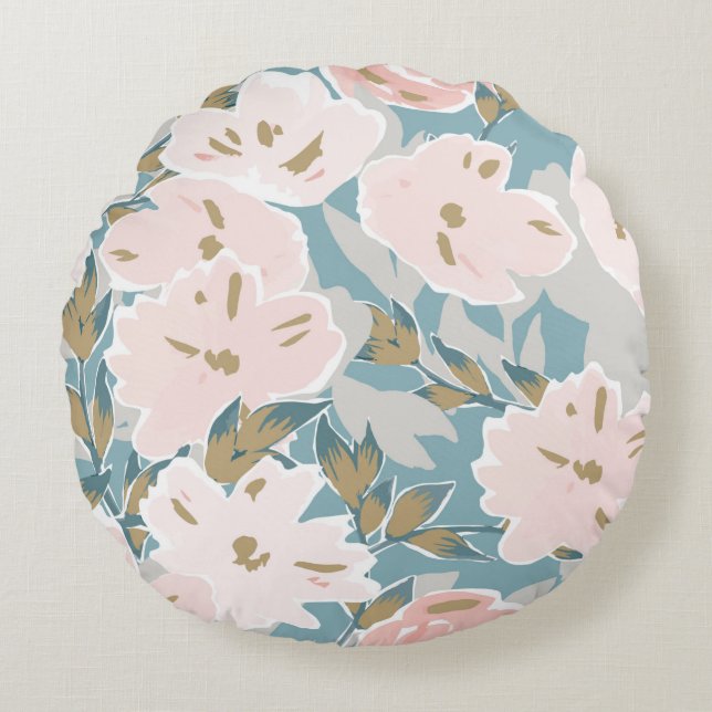 Coussins Ronds Motif simple et transparent de gouache tracée à la (Devant)