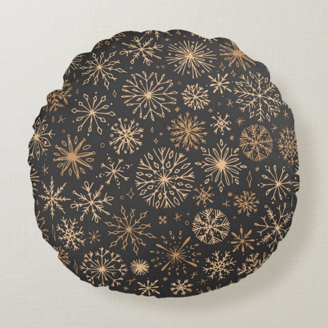 Coussins Ronds Motif Snowflake (Devant)