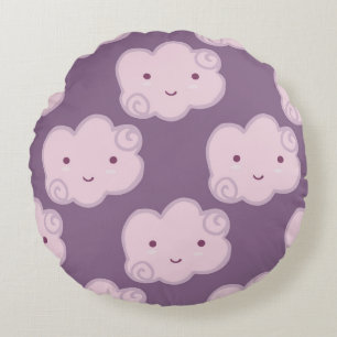 Coussins Ronds Motif souriant ciel nuageux transparent sur lilac
