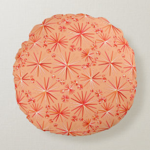 Coussins Ronds Motif Sputnik de milieu de siècle, nuances de cora