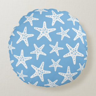 Coussins Ronds Motif Starfish Bleu