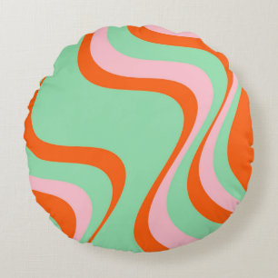 Coussins Ronds Motif Super Y2K rétro-tordu coloré