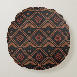 Coussins Ronds Motif textile de vague tribale