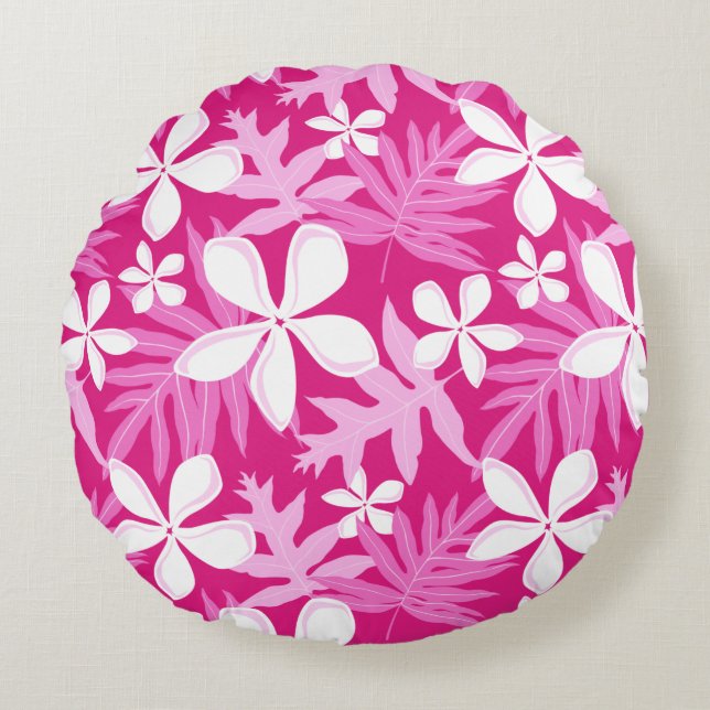 COUSSINS RONDS MOTIF TIARE EN ROSE (Devant)
