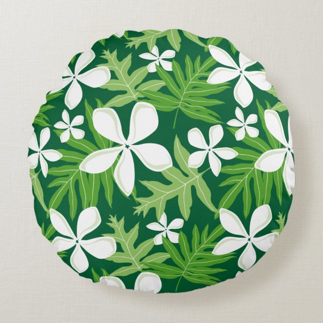 COUSSINS RONDS MOTIF TIARE EN VERT (Devant)