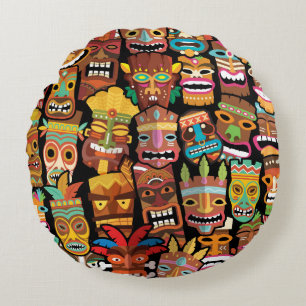Coussins Ronds Motif Tiki