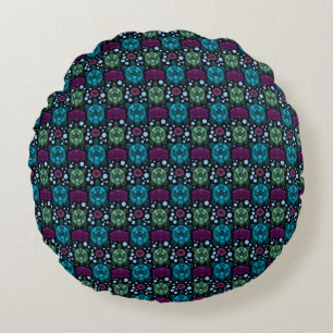 Coussins Ronds Motif Tortue de Mer & Fleur de Lotus