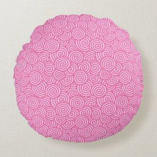 Coussins Ronds Motif tourbillon japonais - menthe poivrée rose