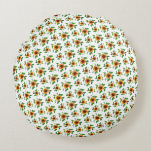 Coussins Ronds Motif Tournesol Jaune Floral