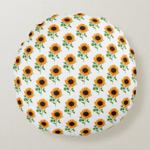 Coussins Ronds Motif Tournesol Jaune Floral