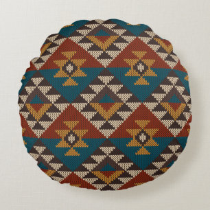 Coussins Ronds Motif traditionnel Tribal Aztec sans couture sur w