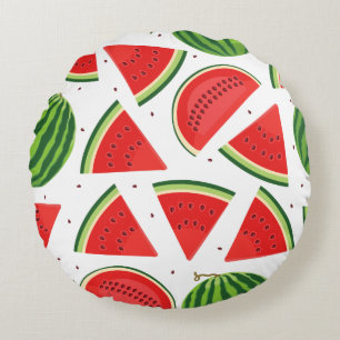 Coussins Ronds Motif Tranches de Pastèque Fraîche