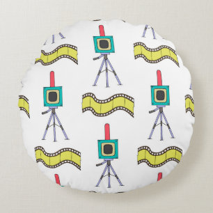 Coussins Ronds Motif transparent avec caméras et bandes de film 