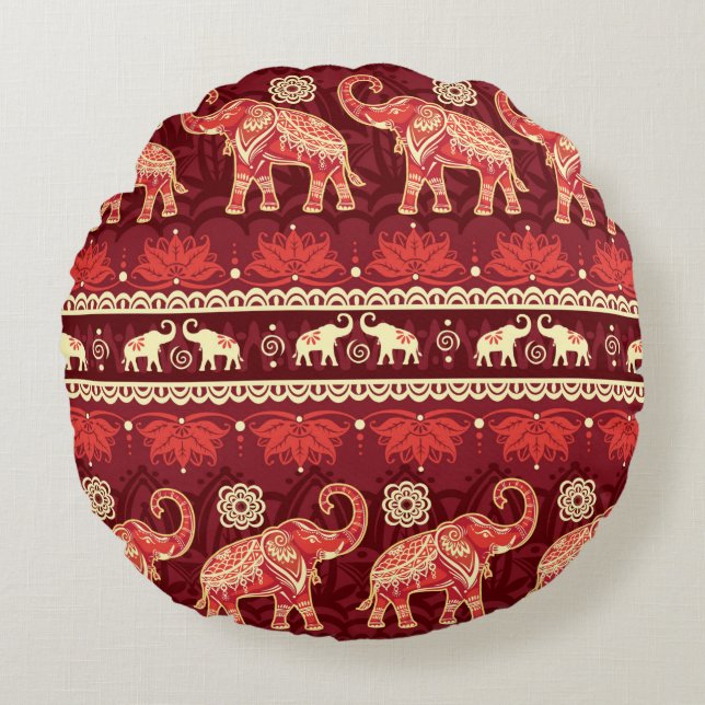Coussins Ronds Motif transparent avec éléphants  (Devant)