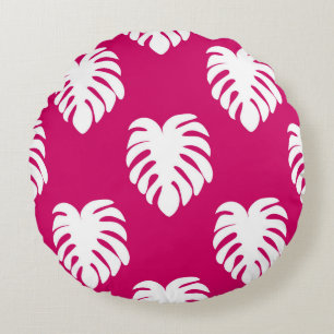 Coussins Ronds Motif transparent tropical avec monstère. art, dos