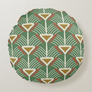 Coussins Ronds motif transparent vert avec lignes et géométrie sh