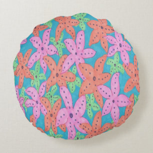 Coussins Ronds Motif Tropical Starfish