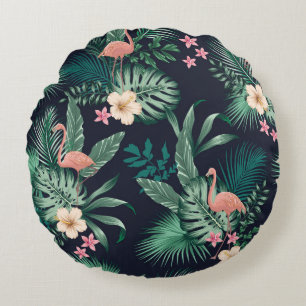 Coussins Ronds motif tropicale transparente avec feuillage luxur