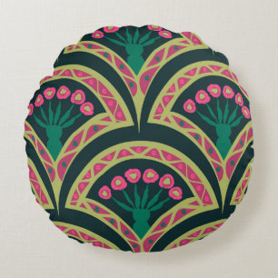 Coussins Ronds motif vert en forme de coquille