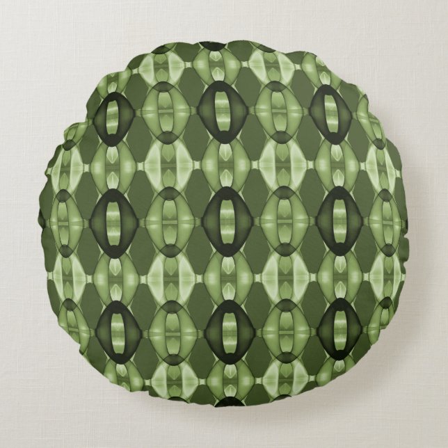 Coussins Ronds Motif vert géométrique moderne (Devant)