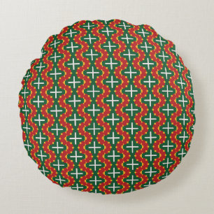 Coussins Ronds Motif vert rouge et jaune de Noël