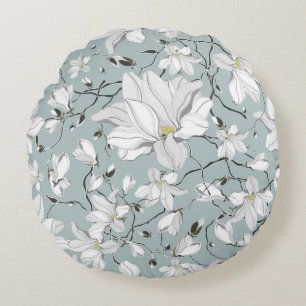 Coussins Ronds motif vintage à texture florale. Motif transparent