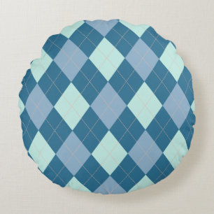 Coussins Ronds Motif vintage Argyle bleu