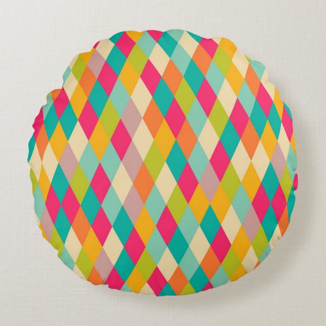 Coussins Ronds Motif vintage de harlequin (Devant)