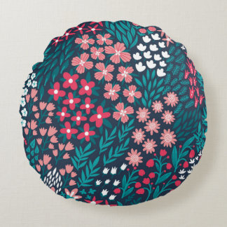 Coussins Ronds Motif vintage fleuri sans soudure. Sans fin répété