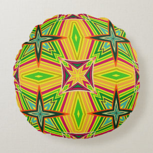 Coussins Ronds Motif vintage géométrique tribal. Une ethnie sans 
