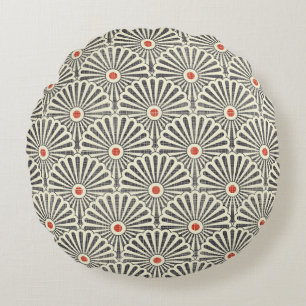 Coussins Ronds Motif vintage japonais transparent sur fond textue