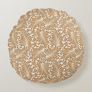 Coussins Ronds Motifs de feuilles tourbillonnantes vintage sur fo