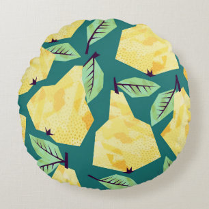Coussins Ronds Motifs de poires : Aquarelle Élégance sans couture