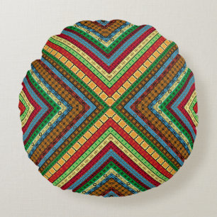Coussins Ronds Motifs et symboles géométriques africains colorés