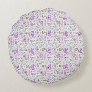 Coussins Ronds Motifs paisley pastel colorés mignons
