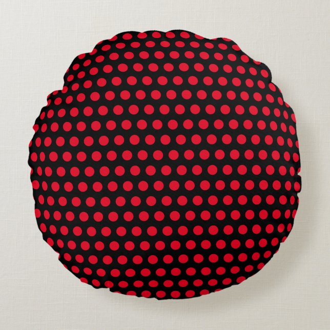 Coussins Ronds Motifs Polka Cercle Noir Et Rouge Plutôt (Devant)