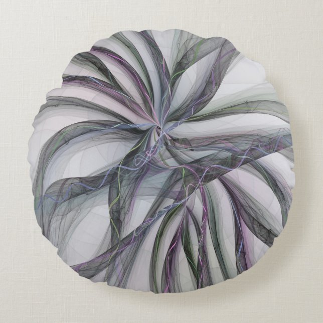 Coussins Ronds Motions Filigree Moderne Abstrait pivotant Fractal (Devant)