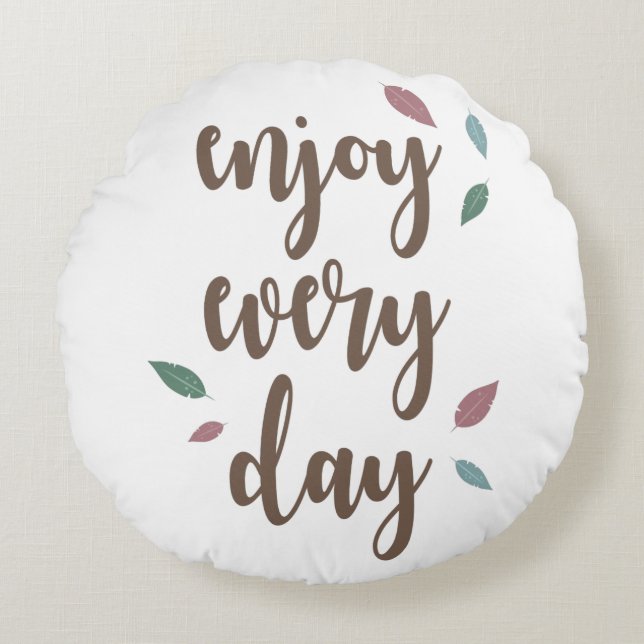 Coussins Ronds Motivation citation plume calligraphie texte (Devant)