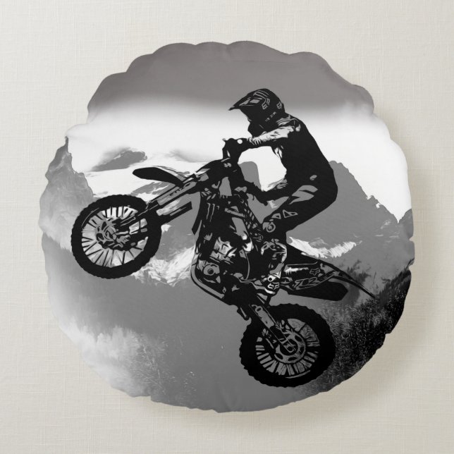 Coussins Ronds Motocross Biker - Montagnes Rocheuses (Devant)