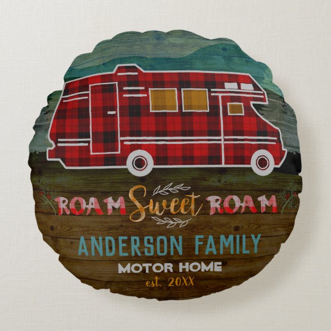 Coussins Ronds Motorhome rv Camper Travel Van Rustic Personalized (Devant)