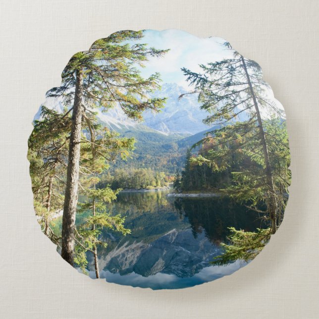 Coussins Ronds Mountain Lake Bliss #2 #cabine #décoration #mur #a (Devant)